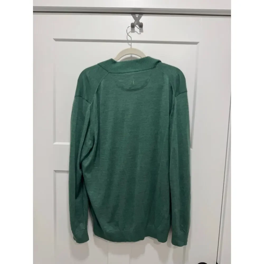 johnnie-O Baron Half Zip Wool Blend Sweater XL Palm Green